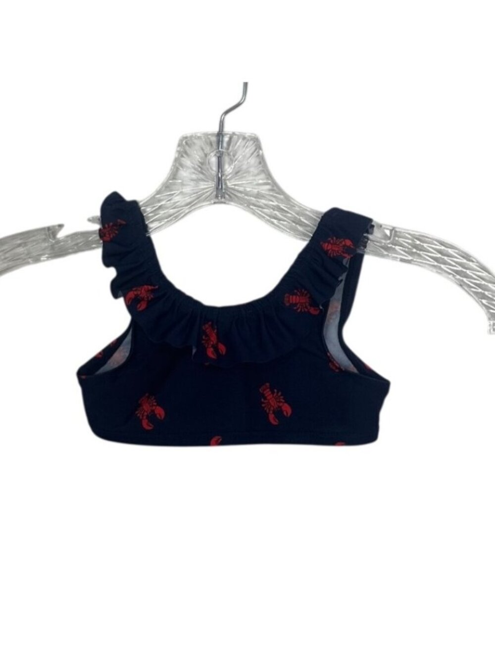 Old Navy Toddler Lobster Print Ruffle Bikini Top Girls 18-24M Blue Red Swim